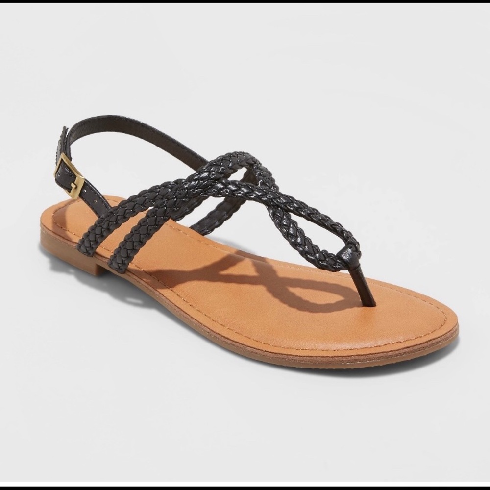 SOLD Braided Thong Ankle Strap Sandals